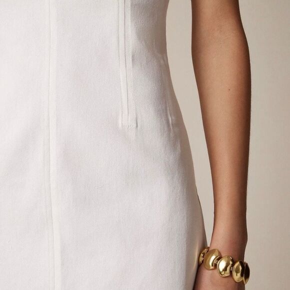J. Crew Corset midi dress in stretch twill in White Size 10 NWT CI668 - Picture 2 of 12